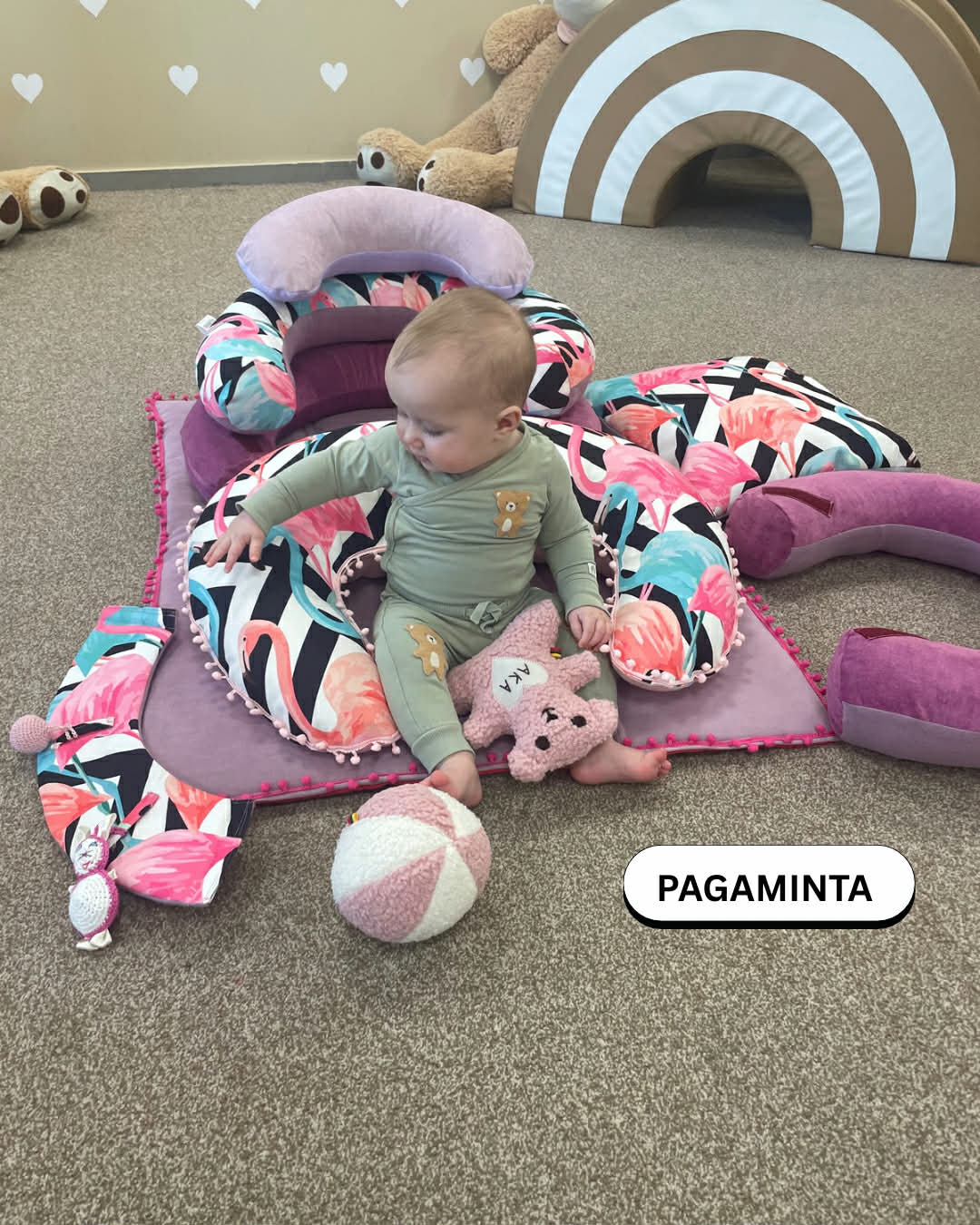 Sėdinukas Transformeris su maitinimo ir miego pagalve | Flamingai